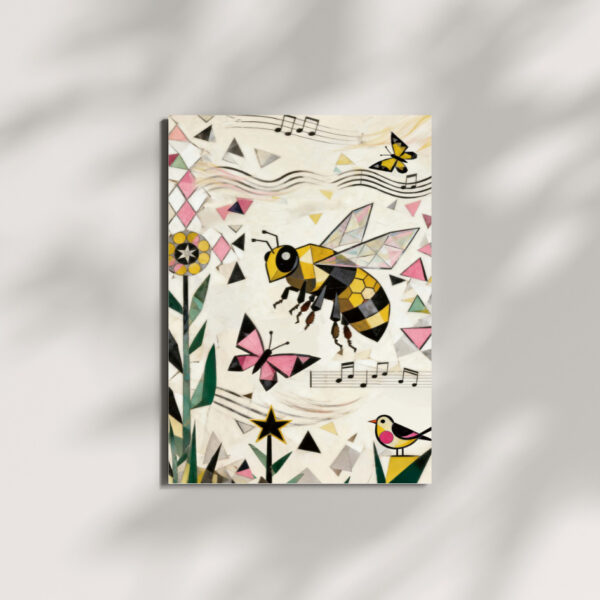 Framed Canvas Art Prints - Cubist style  Original Work: Dance Among Blossoms— Bee