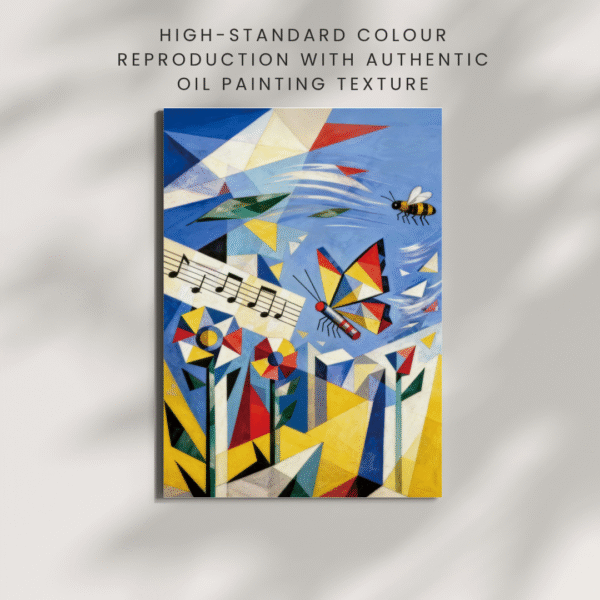 Framed Canvas Art Prints - Cubist style  Original Work: Dance Among Blossoms— Butterfly