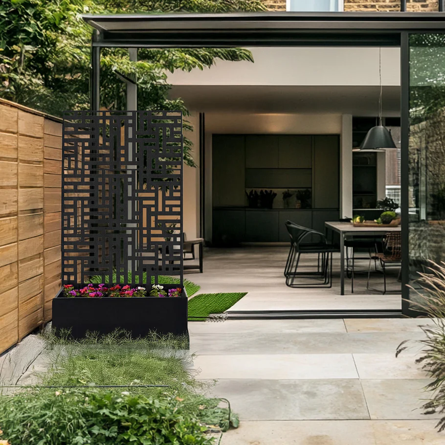Metal Outdoor Privacy Screen with Plant Pot - 90cm x 180cm - Image 9