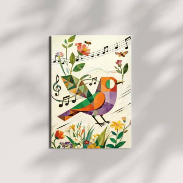 Framed Canvas Art Prints - Cubist style  Original Work: Dance Among Blossoms— Bird