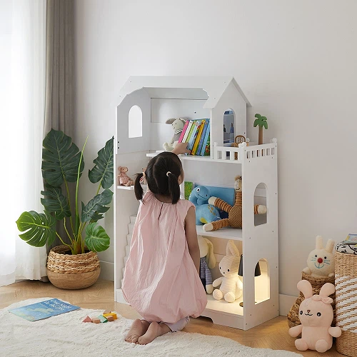 White Extendable Wooden Bookshelf Cabinet - Image 2
