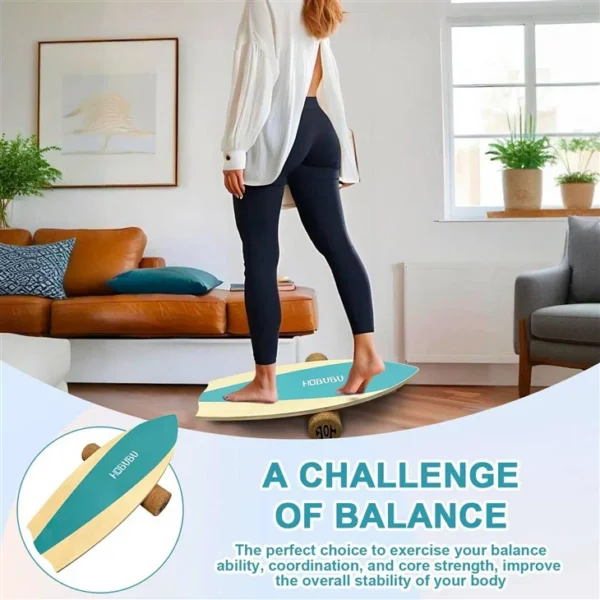 Wooden Balance Board With Cork Roll