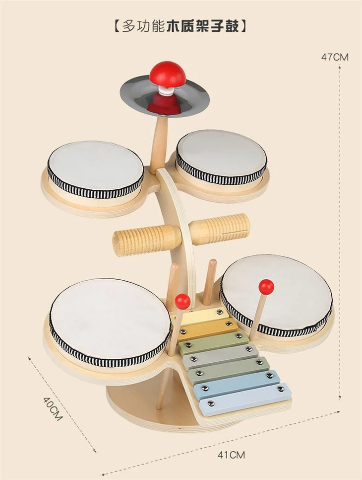 Wooden Drum Set Toy - Image 3
