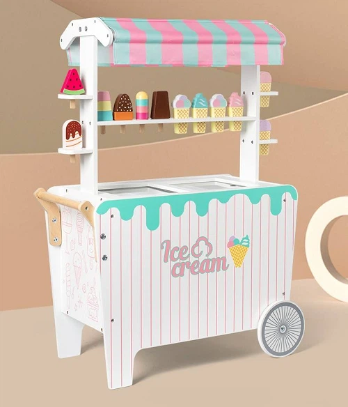 Wooden Ice Cream Cart Display Set