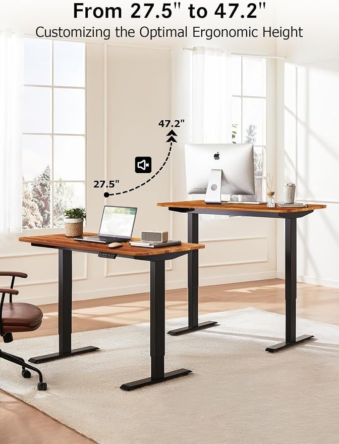 48 x 24-inch (120 x 60 cm) Desktop Dual Motors Electric Height Adjustable Memory Standing Desk - Image 4