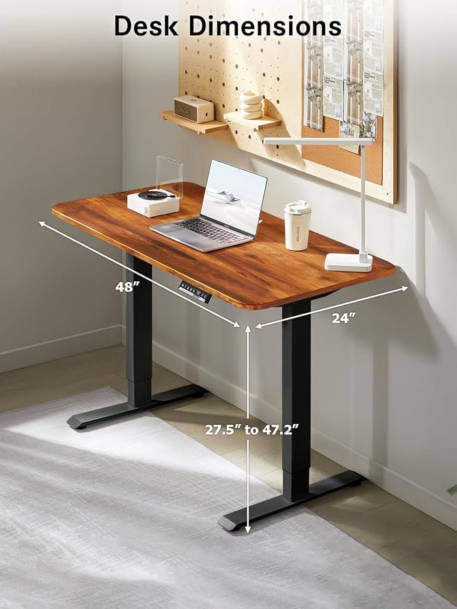48 x 24-inch (120 x 60 cm) Desktop Dual Motors Electric Height Adjustable Memory Standing Desk - Image 3